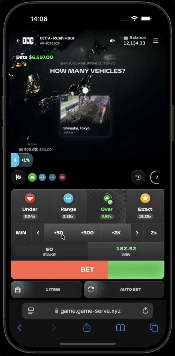 Rush Hour interface showing a live intersection with the AI counter overlaid